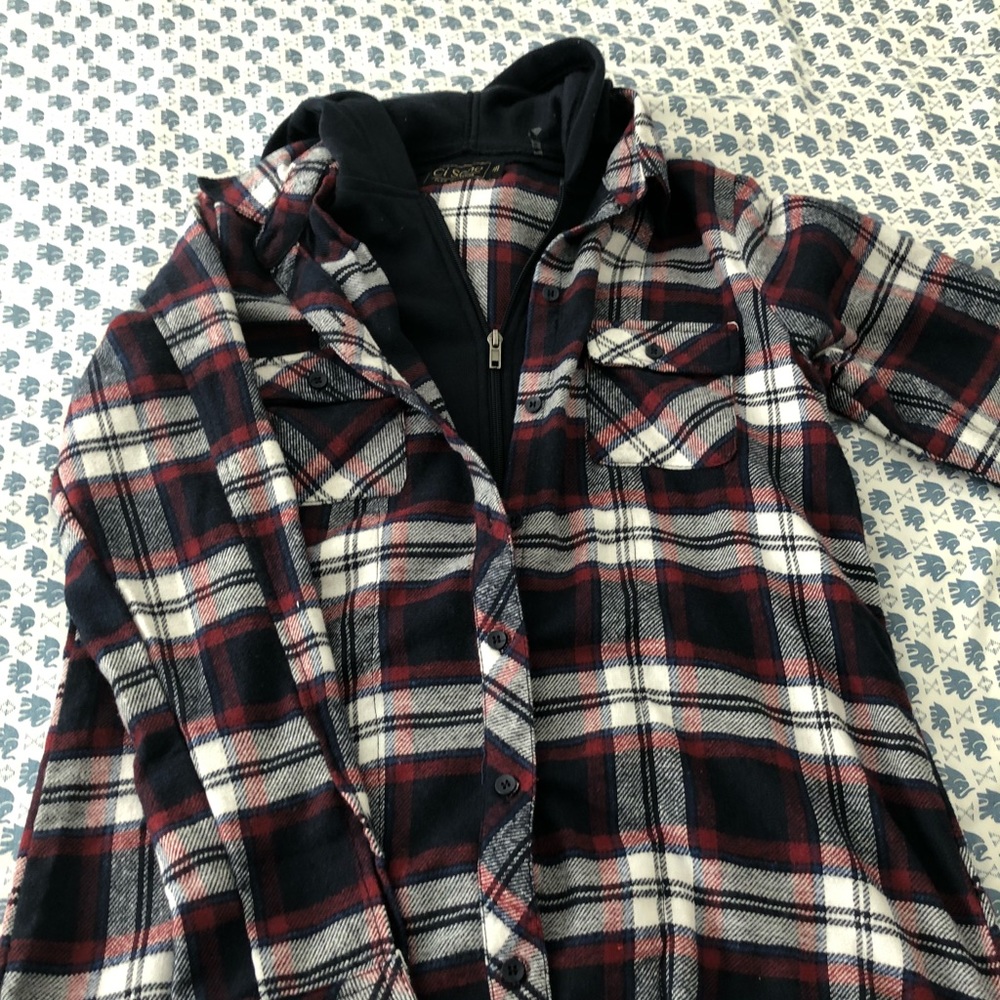 Hooded flannel/sweater